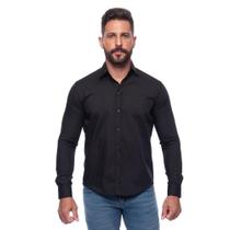 Camisa Social Masculina Slim Manga Longa Lisa Não Amassa