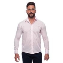 Camisa Social Masculina Slim Manga Longa Lisa Não Amassa