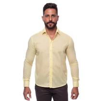 Camisa Social Masculina Slim Manga Longa Lisa Não Amassa