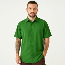Camisa Social Masculina Verde Manga Curta De Botão Viscose Camisa Social Masculina Verde Manga Curta De Botão Viscose