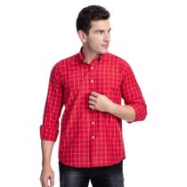 Camisa Social Masculina Vermelha Xadrez - COLOMBO