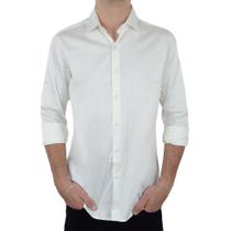 Camisa Social Masculina VLC ML Cetim Stretch Branca - CNVL Camisa Social Masculina VLC ML Cetim Stretch Branca - CNVL