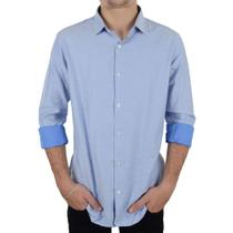 Camisa Social Masculina VLC ML Slim Azul - CNVL Camisa Social Masculina VLC ML Slim Azul - CNVL