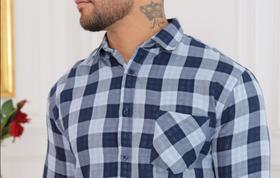 Camisa Social Masculina Xadrez Azul Slim Fit - ROXXO ROX05/1006