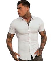 Camisa Social Masculino Slim Fit Premium Manga Curta