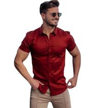 Camisa Social Masculino Slim Fit Premium Manga Curta Camisa Social Masculino Slim Fit Premium Manga Curta