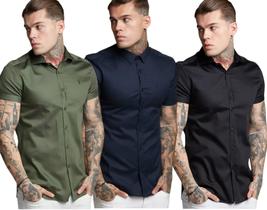 Camisa Social Masculino Slim Fit Premium Manga Curta