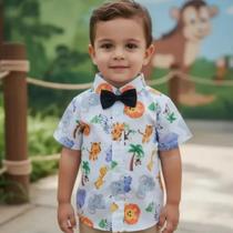 Camisa Social Menino aniversário Safari