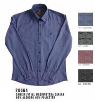 Camisa Social MX72 Fit Manga Longa Maquinetada Sanjan Masculino Adulto Multicores - Ref 20064