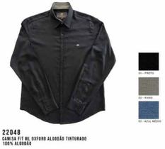 Camisa Social MX72 Fit Manga Longa Oxford Algodão Tinturado Masculino Adulto Multicores - Ref 22048
