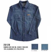 Camisa Social MX72 Manga Longa 2 Bolsos Masculino infantil/Juvenil Jeans - Ref 20128