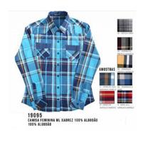 Camisa Social MX72 Manga Longa Xadrez Feminino Adulto Multicores - Ref 19095