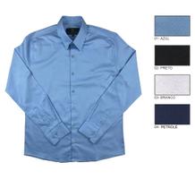 Camisa Social MX72 Slim Fit Acetinado Com Elastano Masculino Adulto Multicores - Ref 22054