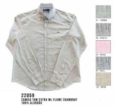 Camisa Social MX72 Tamanho Extra Manga Longa Flame Chambray Masculino Adulto Multicores - Ref 22059