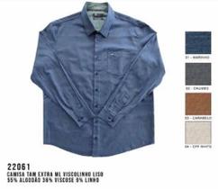Camisa Social MX72 Tamanho Extra Manga Longa Viscolinho Liso Masculino Adulto Multicores - Ref 22061 Camisa Social MX72 Tamanho Extra Manga Longa Viscolinho Liso Masculino Adulto Multicores - Ref 22061