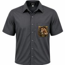 Camisa Social Personalizada Cavalo Pônei Microleve cor:GrafiteTamanho:2