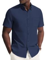 Camisa social PJ PAUL JONES Oxford com botões e manga curta Camisa social PJ PAUL JONES Oxford com botões e manga curta