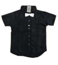 Camisa Social Preta com Gravata Borboleta para Crianças de 2 a 3 Anos Camisa Social Preta com Gravata Borboleta para Crianças de 2 a 3 Anos