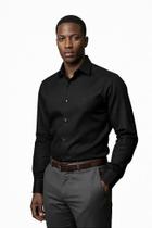 Camisa Social Preta Masculina 100% Algodão Fustão Manga Longa