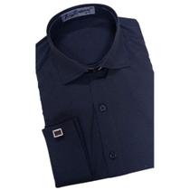Camisa Social Punho Duplo Slim + Abotoadura