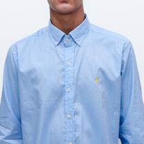 Camisa Social Ralph L Quadriculada Azul Claro