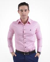Camisa Social Rosa Masculina Super Slim - LEVOK
