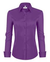Camisa social siliteelon para mulheres de manga comprida Deep Purple M