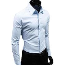 Camisa Social Slim Fit Lisa Para Usar Com Terno Gravata ou Jeans