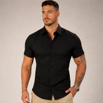 Camisa Social Slim Fit Premium Manga Curta Luxo