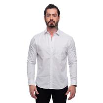 Camisa Social Slim Manga Longa Masculina Clássica Poá