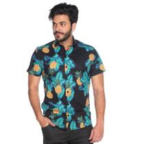 Camisa Social Teodoro Masculina MC Slim Tropical Casual