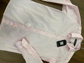 Camisa social tric rosa bebê