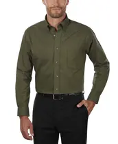 Camisa social Van Heusen Oxford, ajuste regular para homens, verde escuro Camisa social Van Heusen Oxford, ajuste regular para homens, verde escuro