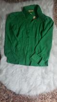 Camisa social verde maga longa feminina