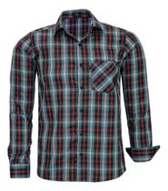 Camisa Social Xadrez Bolso Manga Longa Comfort Misto 3037