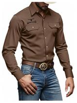 Camisa SOLY HUX masculina de manga comprida marrom ocidental tamanho S Camisa SOLY HUX masculina de manga comprida marrom ocidental tamanho S