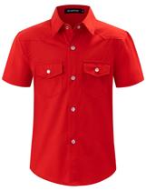 Camisa Spring&Gege para meninos de manga curta vermelha ocidental tamanho 7-8 anos Camisa Spring&Gege para meninos de manga curta vermelha ocidental tamanho 7-8 anos