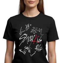 Camisa Stray Kids Assinatura Feminina Adulto Camisa Stray Kids Assinatura Feminina Adulto