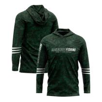 Camisa Sublimada com Capuz Proteção Solar UV Estonada Verde - Mar Negro Camisa Sublimada com Capuz Proteção Solar UV Estonada Verde - Mar Negro