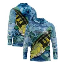 Camisa Sublimada com Capuz Proteção Solar UV Tucunaré - Mar Negro