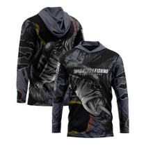 Camisa Sublimada com Capuz Proteção Solar UV Tucunaré Ocelo - Mar Negro Camisa Sublimada com Capuz Proteção Solar UV Tucunaré Ocelo - Mar Negro