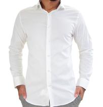 Camisa super slim basica com elastano branca