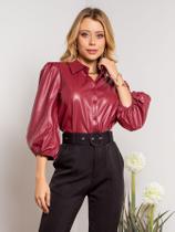 Camisa susie couro manga bufante feminina Camisa susie couro manga bufante feminina