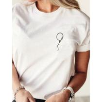 Camisa T-Shirt Feminina Minimalista Balão Estampa Básica Baby Look - SEMPRENALUTA