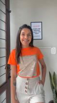 Camisa T-shirt SS Modas Feminina Laranja Tam M