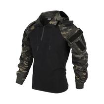 Camisa Tática Masculina de Combate - Camuflada, 1/4 de Manga Com Zíper Rip Stop