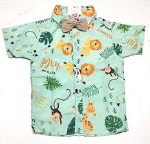 Camisa tematica safari safari baby bichos floresta luxo.