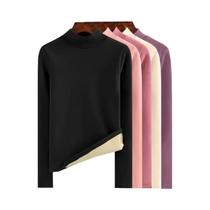 Camisa Térmica Feminina Slim Fit De Lã De Cordeiro Quente De Manga Longa Para Outono/Inverno