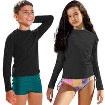 Camisa Térmica Infantil Juvenil Proteção Solar Manga Longa Tecido Gelado 2 a 14 anos Praia Piscina Fator uv 50+
