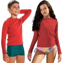 Camisa Térmica Infantil Juvenil Proteção Solar Manga Longa Tecido Gelado 2 a 14 anos Praia Piscina Fator uv 50+